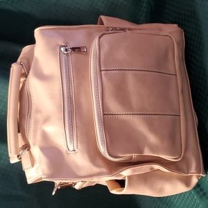 Vegan  leather Tan backpack 12" by 10"